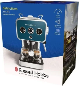 Кавоварка Russell Hobbs ріжкова Distinctions Ocean 1.1л, мелена + чалди, синьо-сріблястий №11