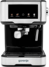 Кофеварка Gorenje рожковая 1.5л, молотая, ручной капучинатор, нерж