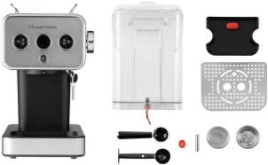 Кавоварка Russell Hobbs ріжкова Distinctions Titanium 1.1л, мелена + чалди, сріблястий №9