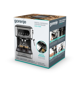 Кавоварка Gorenje ріжкова 1.5л, мелена, ручний капучинатор, нерж №5