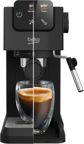 Кофеварка Beko рожковая 1.1л, молотая, ручной капучинатор, подогрев чашек, авторецептов - 2, дисплей, черный №7