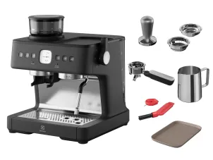 Кофеварка Electrolux рожковая, 3л, зерно+молотая, ручной капуч, кофемолка, подогрев чашек, подача гар. воды, черный №3