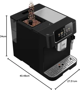 Кофемашина Beko 2.0л, зерно, ручной капучинатор, авторецептов - 5, черный №3