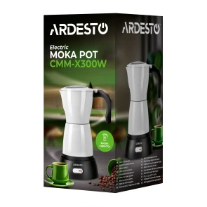 Кофеварка Ardesto электрическая гейзерная 0.3л, молотая, белый №8