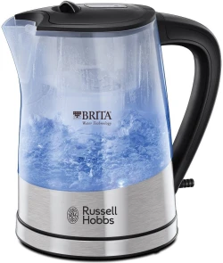 Електрочайник Russell Hobbs Purity 1л, скло, з фільтром Brita, сріблясто-чорний №1