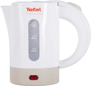 Електрочайник Tefal Travel-o-city 0.5л, Strix, пластик, в комплекті 2 склянки + 2ложки, біло-бежевий №1