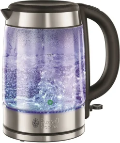 Електрочайник Russell Hobbs Glass, 1.7л, скло, підсвічування, сріблясто-чорний №2