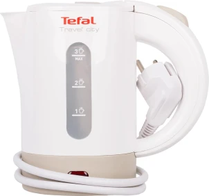Електрочайник Tefal Travel-o-city 0.5л, Strix, пластик, в комплекті 2 склянки + 2ложки, біло-бежевий №3