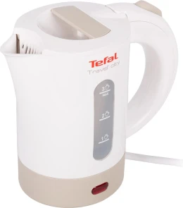 Електрочайник Tefal Travel-o-city 0.5л, Strix, пластик, в комплекті 2 склянки + 2ложки, біло-бежевий №4