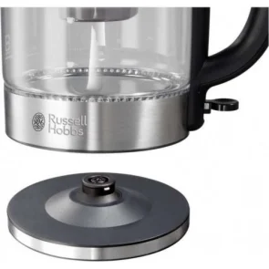 Електрочайник Russell Hobbs Glass, 1.7л, скло, підсвічування, сріблясто-чорний №5