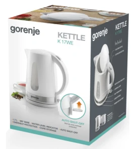 Электрочайник Gorenje 1.7л, пластик, белый №6
