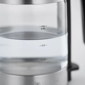 Электрочайник Russell Hobbs Compact Home 0.8л, стекло, подсветка, серебристо-черный №5