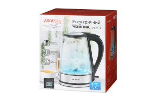 Електрочайник ARDESTO 1.7л, Strix, скло, чорний №7