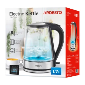 Електрочайник ARDESTO 1.7л, Strix, скло, чорний №8