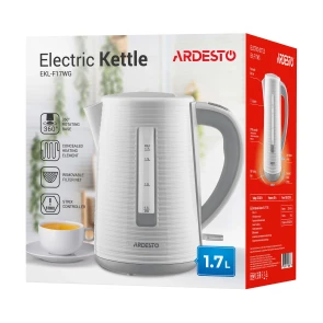 Електрочайник ARDESTO White stripes 1.7л, Strix, пластик, біло-сірий №7
