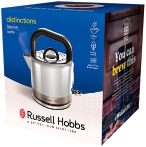 Електрочайник Russell Hobbs Distinctions Titanium, 1.5л, Strix, метал, сріблясто-мідний №10