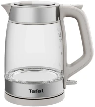 Электрочайник Tefal Glass Kettle 1.7л, стекло, с подсветкой, бело-серебряный