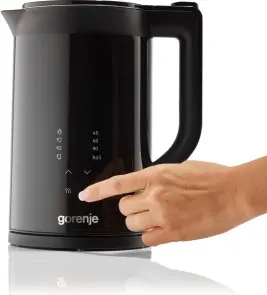 Электрочайник Gorenje 1.7л, двойные стенки, LED дисплей, Strix контроль, черный №9