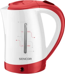 Электрочайник Sencor 0.5л, Strix, пластик, в комплекте 2 стакана + 2ложки, бело-красный №2
