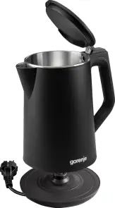 Электрочайник Gorenje, 1,5л, 2,200 Вт, корпус-нержав., Strix, матовый, черный №5