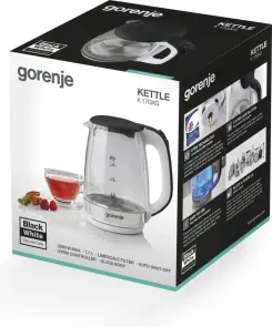 Електрочайник Gorenje 1.7л, 2,200 Вт, strix контроль, скло, білий №11