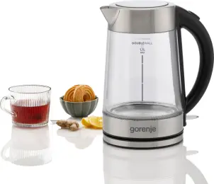 Электрочайник Gorenje 1.7л, 2,200 Вт, strix контроль, стекло, нерж №7