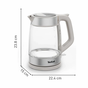Електрочайник Tefal Glass Kettle 1.7л, скло, з підсвіткою, біло-срібний №15