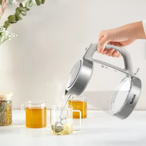 Електрочайник Tefal Glass Kettle 1.7л, скло, з підсвіткою, біло-срібний №20