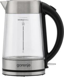 Электрочайник Gorenje 1.7л, 2,200 Вт, strix контроль, стекло, нерж №12