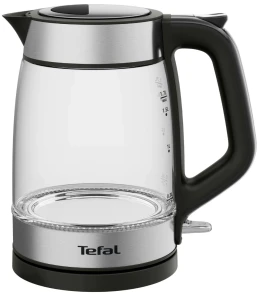 Електрочайник Tefal Glass Kettle 1.7л, скло, з підсвіткою, чорно-срібний №1