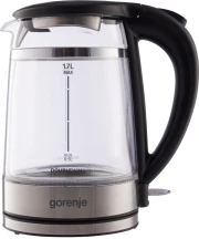 Электрочайник Gorenje 1.7л, 2,200 Вт, strix контроль, стекло, черный