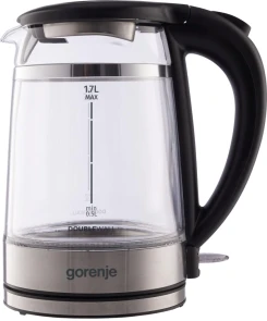 Электрочайник Gorenje 1.7л, 2,200 Вт, strix контроль, стекло, черный №1