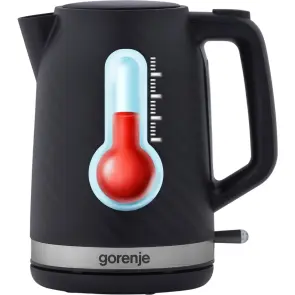 Электрочайник Gorenje 1.7л, Strix контроль, черный матовый №9