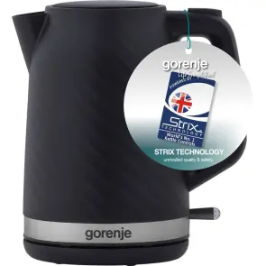 Электрочайник Gorenje 1.7л, Strix контроль, черный матовый №10