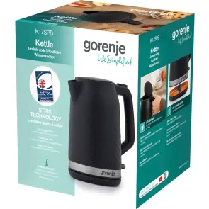 Электрочайник Gorenje 1.7л, Strix контроль, черный матовый №11