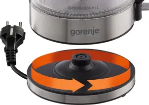 Электрочайник Gorenje 1.7л, 2,200 Вт, strix контроль, стекло, черный №9
