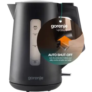 Электрочайник Gorenje 1.7л, Strix контроль, черный матовый №4