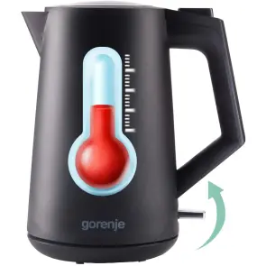 Электрочайник Gorenje 1.7л, Strix контроль, черный матовый №6