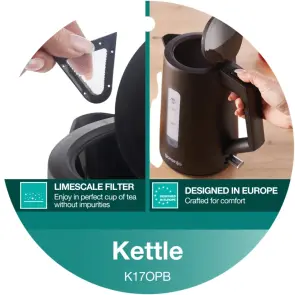 Электрочайник Gorenje 1.7л, Strix контроль, черный матовый №8