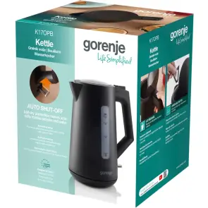 Электрочайник Gorenje 1.7л, Strix контроль, черный матовый №10