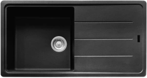 Мойка кухонная Franke Basis, фрагранит, прямоугольник, с крылом, 970х500х200мм, чаша – 1, накладная, BFG 611-97, оникс №1