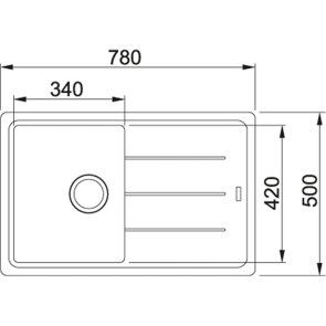 Мойка кухонная Franke Basis, фрагранит, прямоугольник, с крылом, 780х500х200мм, чаша – 1, накладная, BFG 611-78, оникс №3