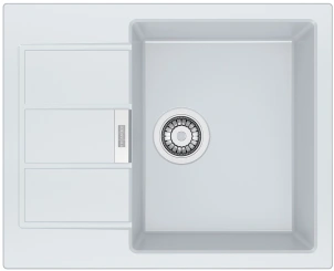 Мийка кухонна Franke Sirius, Тектонайт, прямокутник, з крилом, 620х500х200мм, чаша - 1, накладна, S2D 611-62, білий №1