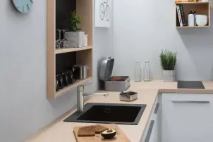 Мийка кухонна Hansgrohe S51, граніт, квадрат, без крила, 560х510х190мм, чаша - 1, накладна, S510-F450, чорний графіт №3