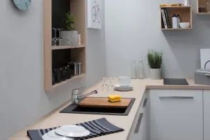 Мойка кухонная Hansgrohe S51, гранит, квадрат, без крыла, 560х510х190мм, чаша – 1, накладная, S510-F450, Серый бетон №3