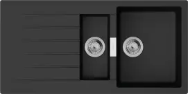 Мийка кухонна Hansgrohe S52, граніт, прямокутник, з крилом, 980х480х190мм, чаша - 1.5, накладна, S520-F530, чорний графіт