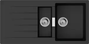 Мойка кухонная Hansgrohe S52, гранит, прямоугольник, с крылом, 980х480х190мм, чаша – 1.5, накладная, S520-F530, Черный графит №2