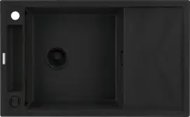 Мойка кухонная Deante Magnetic, гранит, прямоугольная, с крылом, 820х500х219мм, чаша - 1, накладная, Черный матовый