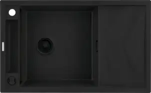 Мойка кухонная Deante Magnetic, гранит, прямоугольная, с крылом, 820х500х219мм, чаша - 1, накладная, Черный матовый №2