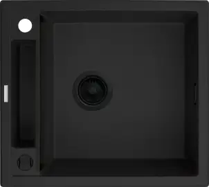 Мийка кухонна Deante Magnetic, граніт, квадрат, без крила, 560х500х219мм, чаша - 1, накладна, чорний матовий №2